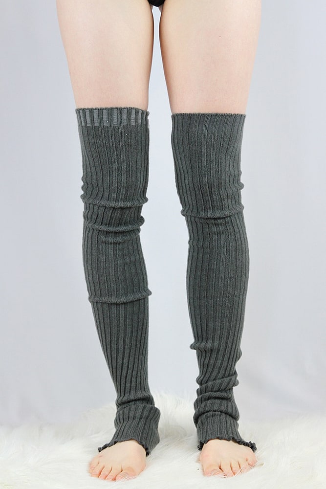 Extra Long Stirr-up Knit Legwarmers Charcoal | Rarr Designs